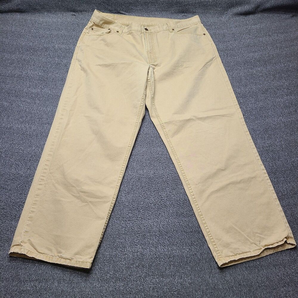 L.L.Bean Pants Mens 40x30 Khaki Twill‎ 5 Pocket Cotton Straight Leg Workwear